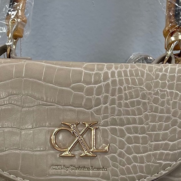 CXL By Christian Lacroix Cote Crossbody Bag w/ Wood-Look Top Handles -Cream- NWT - Picture 2 of 6